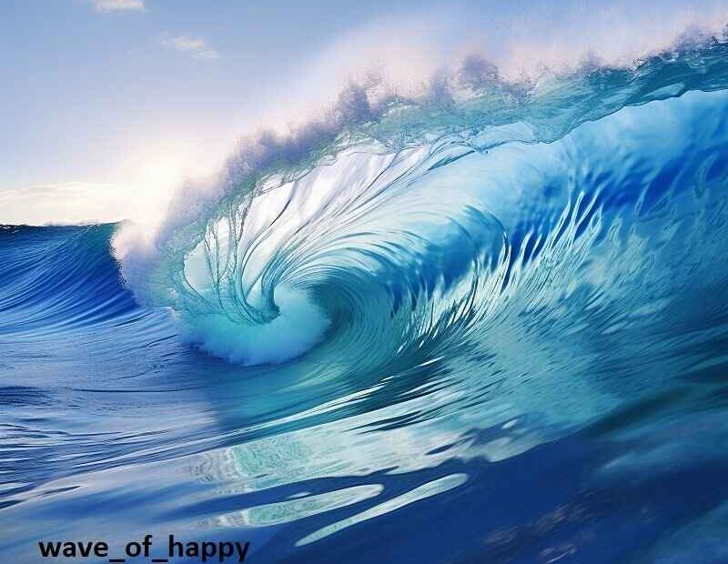 A vibrant ocean wave symbolizing the energy and positivity of the wave_of_happy_ movement.